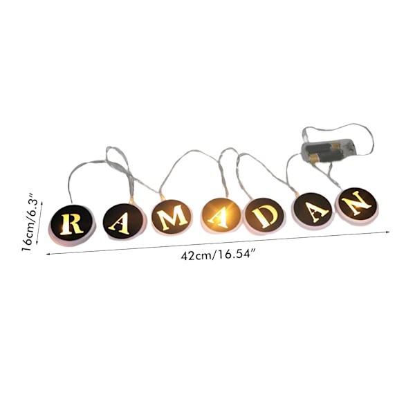 Ramadan LED String Light Dekoration Trä Hål Bokstäver Pendel för Ramadan Eid Mubarak Heminredning B B