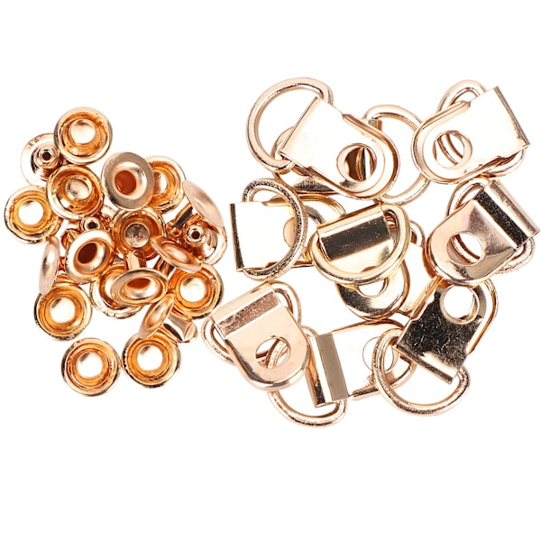 100 sæt snørebånds-øje med D-ring og spænde i messing til sko, lædertasker, gør-det-selv-nitteværktøj, guld, 9 x 14 mm