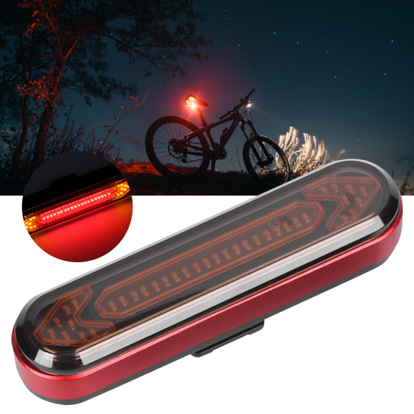 BK600 Mountainbike USB-opladning LED Trådløs fjernbetjening Sikker advarsel Drej baglygte Cykelcykeludstyr Rød side