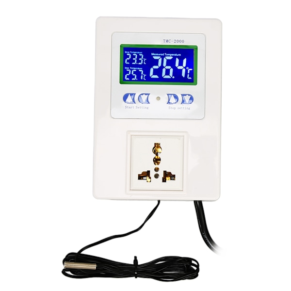 Digital temperaturregulator LCD-skjerm oppvarming kjøling termostatregulator for reptil akvarium 110‑240V EU-plugg