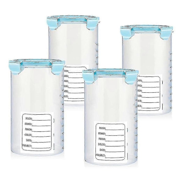 4 stk. plastmalingbeholdere med 50 malingoppbevaringsbeholdere for resterende malingskopper tomme maling Zekai