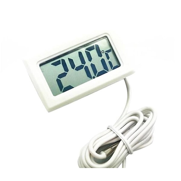 Vattentät LCD digital termometer för kyl/frys - Akvarium, Vit, 2m