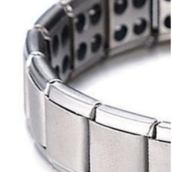 Magnetisk terapiarmband Fashionabla dubbelradslegerade magnetiska hälsoarmband för att minska spänningen Silver