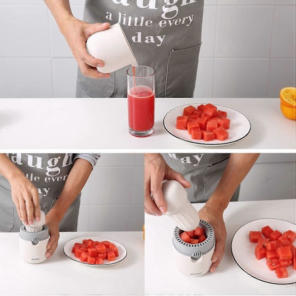 Frukt Lime Juicer Kjøkken Håndholdt Juicer, BPA-fri, Oppvaskmaskinsikker, Juicer med Beholder - Dryppmekanisme (Beige)