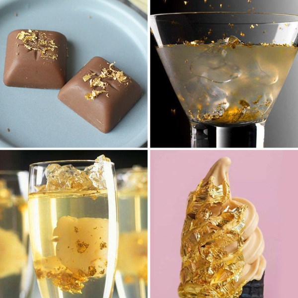 10 ml kultahiutaleita kultalehtikoristeita kultafoliolla ruoanlaittokakun suklaakoriste