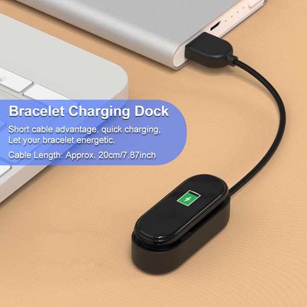 2 STK M4 Plastik Sort 4 Generations Armbånd Opladerkabel Opladningsdock til Xiaomi