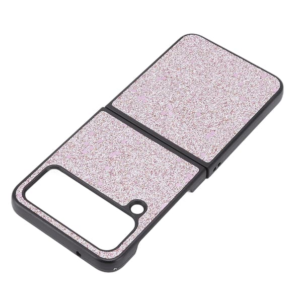 Glänsande telefonfodral Mockafoder ABS Reptåligt vikbart skärmtelefonfodral för Samsung Galaxy Z FLIP 4 Rosa