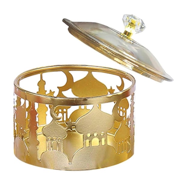 Ramadanbrickor med lock - Metall Guld Eid Mubarak Bricka Ramadan Tallrik