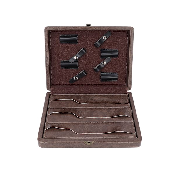 PU Læder Salon Saks Opbevarings Etui Hårklippesaks Organizer Box Brun Hår Styling Værktøjstaske til Barber Tilbehør