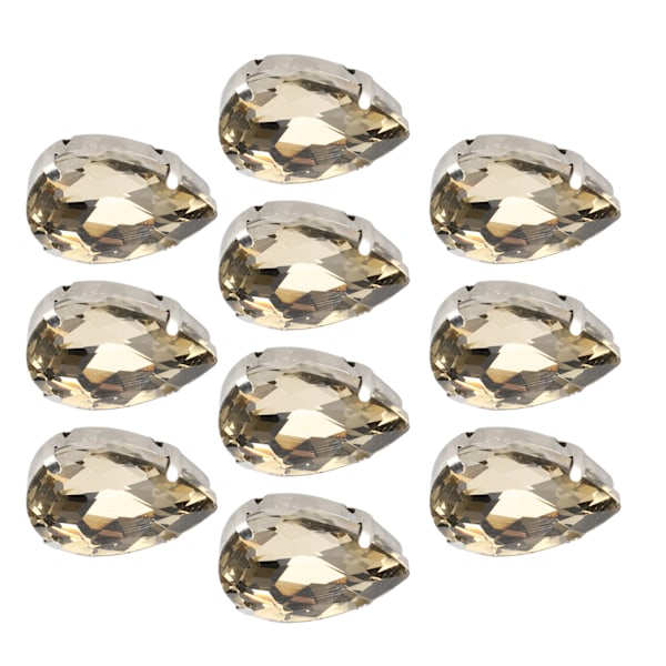 10 stk sy på rhinestones krystaller skinnende knapper dekorasjon for DIY håndverk klær sko vesker (0,71 x 0,75 tommer lysebrun dråpeformet)
