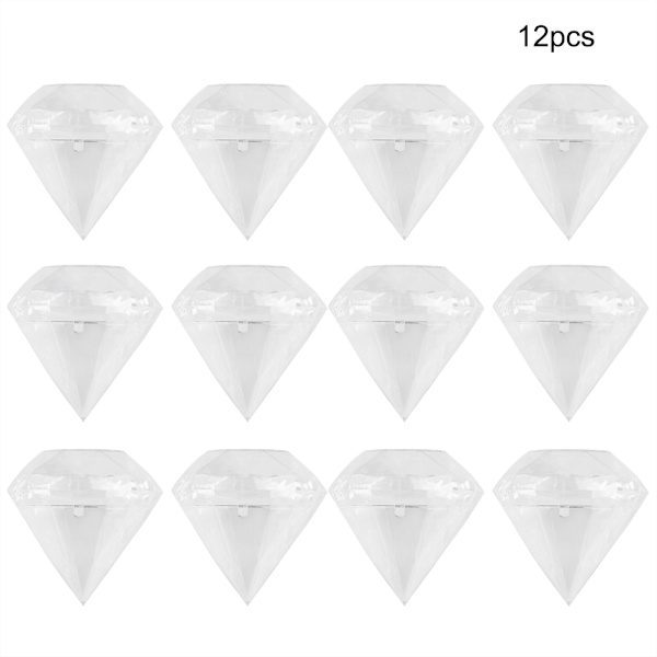 12 stk. Bryllupsfest Hjem Diamant Form Transparent Plast Lykke slikæske Etui