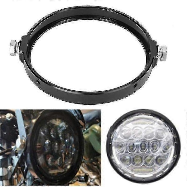 Universal Sort 5.75 Tommer Aluminium Rund Forlygtehus Forlygte Ring Monteringsbeslag Motorcykler
