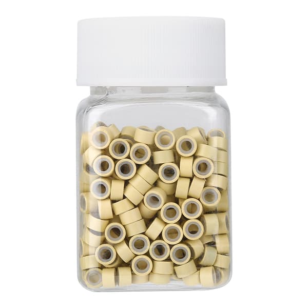 Aluminium Silikonpärlor Hårförlängningsrör Mikroringar Hårflätningsdekorationer Beige