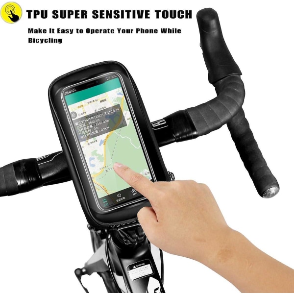 Svart sykkeltelefonholder med 3D-visir og TPU-berøringsskjerm for 6,5-6,7" enheter