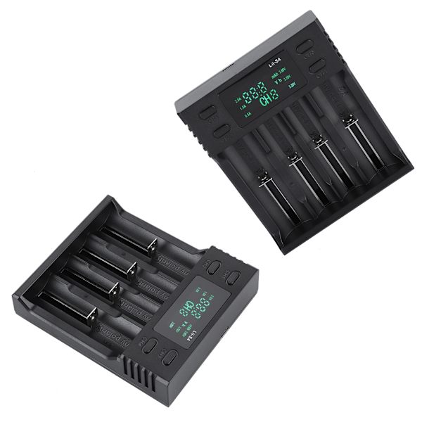 LiitoKala Lii S4 DC 5V2A Smart Batterioplader Fire Slots med Strømdisplay