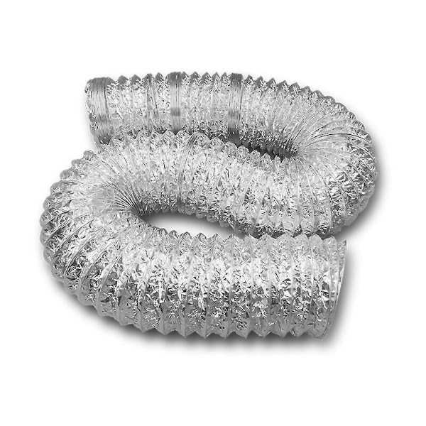 100 mm, 2 m flexibelt avgasrör i aluminium, fläktanslutning, ventilationskanal