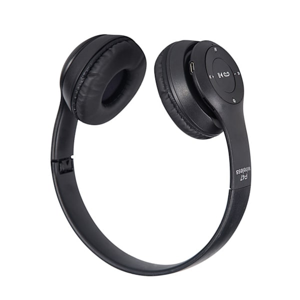 Bluetooth Hörlurar Trådlös Stereo Plug in Kort Vikbar Over Ear Hörlurar för Gaming Svart