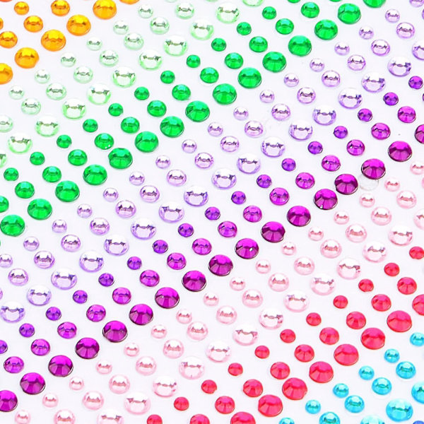 Ansiktsstenar Självhäftande Rhinestone Dekaler - 1800 Stycken, 15 Färger, 3mm 4mm 5mm