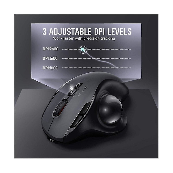 Genopladelig Trackball Mus Bluetooth+2.4g Dual Mode Trådløs Mus kompatibel Pc Computer Laptop Mause-DT