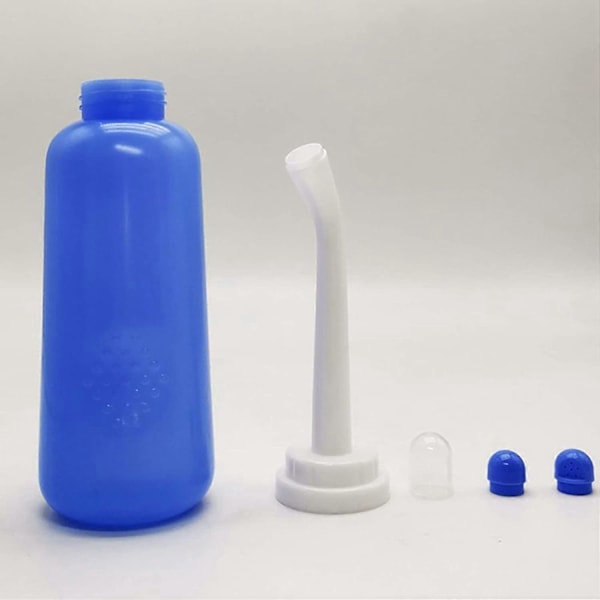 Bärbar Bidé, 500ML Resebidéflaska för Bidéspruta Fickmodell Eftervård med Munstycken Utomhuscamping Personlig Toalett Personlig Hygien, Blå