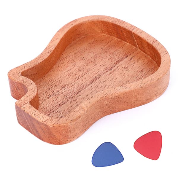 Træ guitar pick boks Mahogni Guitar form Picks etui Musikinstrument tilbehør