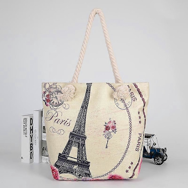 Strandtaske til kvinder, Store ferietasker Sommer Canvas Rejsetaske
