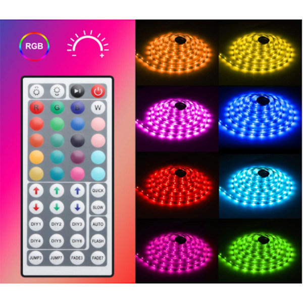 5/10/20M Flexibel LED-remsa RGB Färgförändrande Ljuslist med IR-fjärrkontroll