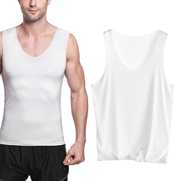 Herr Ärmlös Skjorta Sömlös Design Bred Axel Mjuk Andningsbar Snygg Hudvänlig Herr Tank Top för Sport Vit L