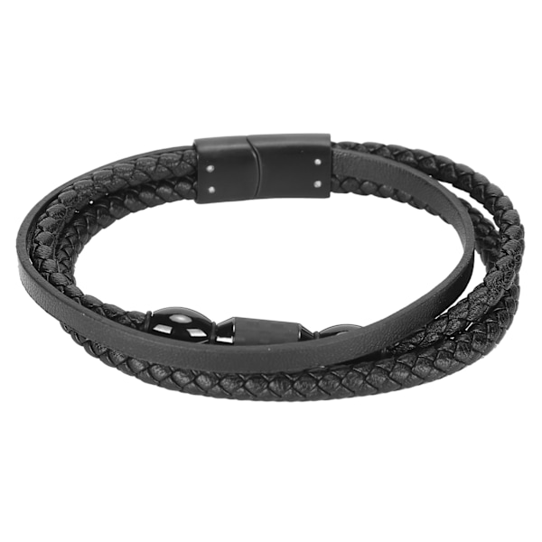Enkel flätat armband i flera lager för män, PU-läder, modernt armband, smyckesaccessoar
