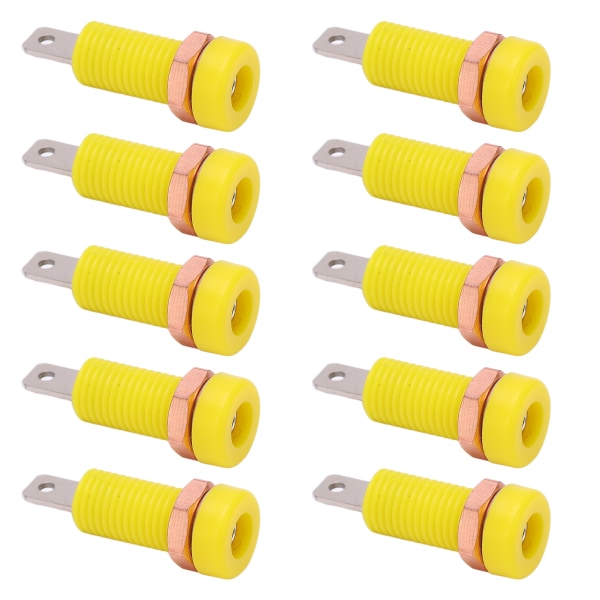 10 st 4 mm Banana Jack Socket Mount Binding Post Connector Adapter Panel för elektroniskt instrument Gul
