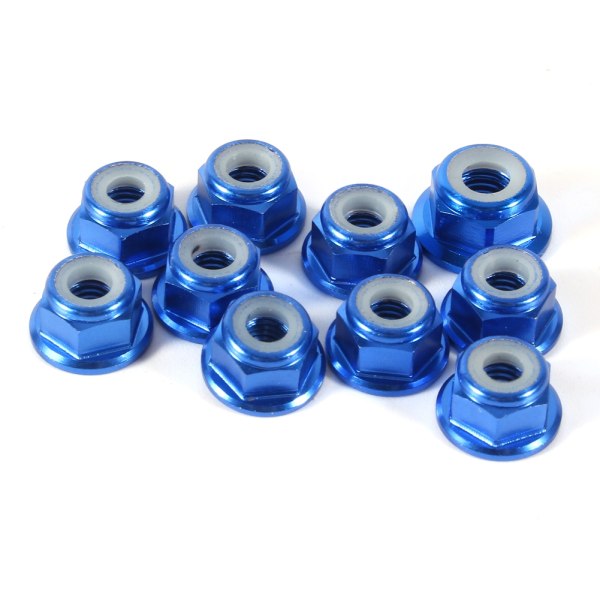 10 stk M4 Nylon Insert Selvlåsende Aluminiumsmuttere Hex Lock Mutter Royal Blue