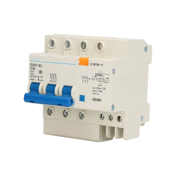 Afbryder Mini 3P MCB DIN-skinne Montering 6000A Brydeevne 400V 32A til Hjemmet