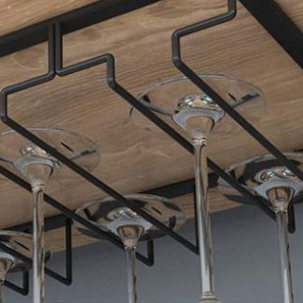 Vinstangsholder Sort 4 Slot Jern Wire Samlet Design Korrosionsbestandig Nem Rengøring Glasopbevaring Hanger til Bar