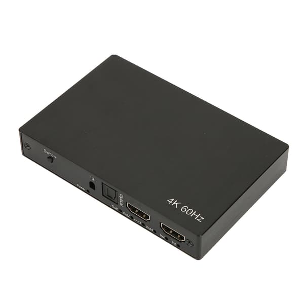 4K HD Multimedia Interface Switch Splitter 2 in 4 ut med fjärrkontroll 4x2 Matrix Splitter Switcher med SPDIF och 3,5 mm ljud EU-kontakt
