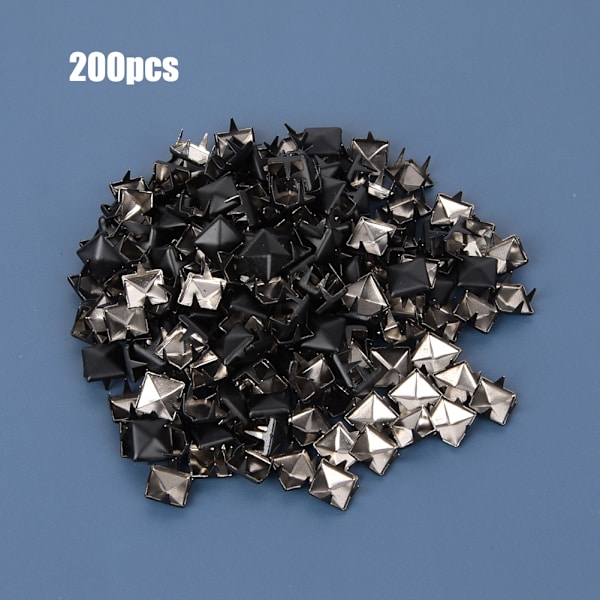 200 stk firkantede nagler i metall, stilige DIY-sko, vesker, hatter, dekorasjonstilbehør, 9 mm, matt svart