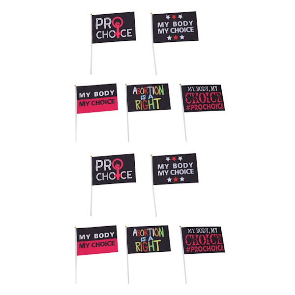10-pack kvinnors rättigheter protest flagga set polyester trädgårdsdekoration flagga med flaggstänger för gårdar typ A