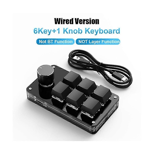 Programmering Makro Tilpasset Knapp Tastatur 6 Taster Kopier Lim Inn Mini Knapp Photoshop Gaming Tastatur, RGB 6