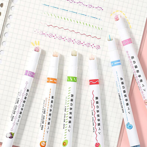 6 stk. farvede kurvepenne med 6 farver Fine Tips Journal Planner Penne til Journaling Note Tegning Scrapbook Kunst Kontorartikler