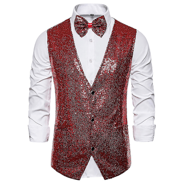 Stilfuld Sequin Casual Vest til Mænd M Vin