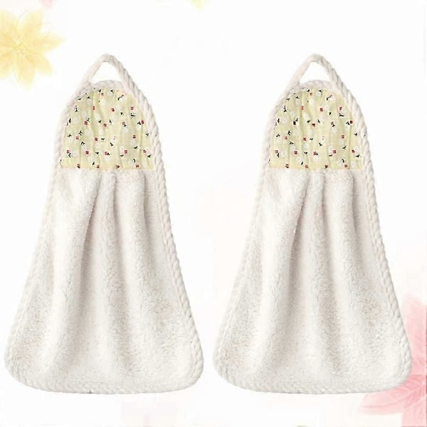 6 st Hängande Handdukar Korallfleece Handduk Vattenabsorption Handduk för Hem Kök Badrum Beige_SZXM
