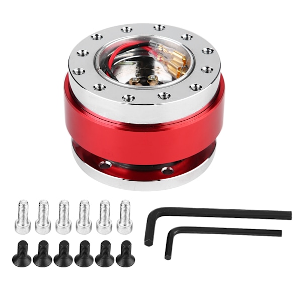 Car Steering Wheel Hub Quick Release Adapter Snap Off Kit with Screws(Red)