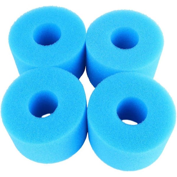 Slangfilter Svampkolonn för Akvarium Förfilter, 4st Blå Skumrullar, 7,3x10,8cm