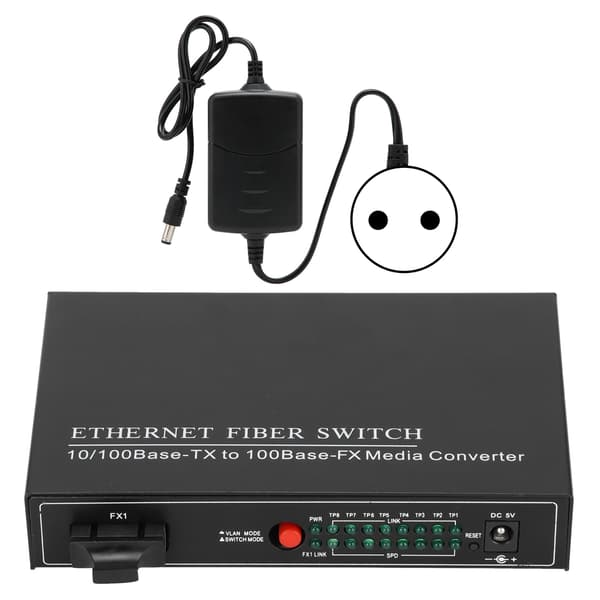 Ethernet Fiber Switch TBC‑MC3418ED20 Plug Play Stabil Robust Aluminiumlegering Computer Netværksswitche 100‑240VEU Stik
