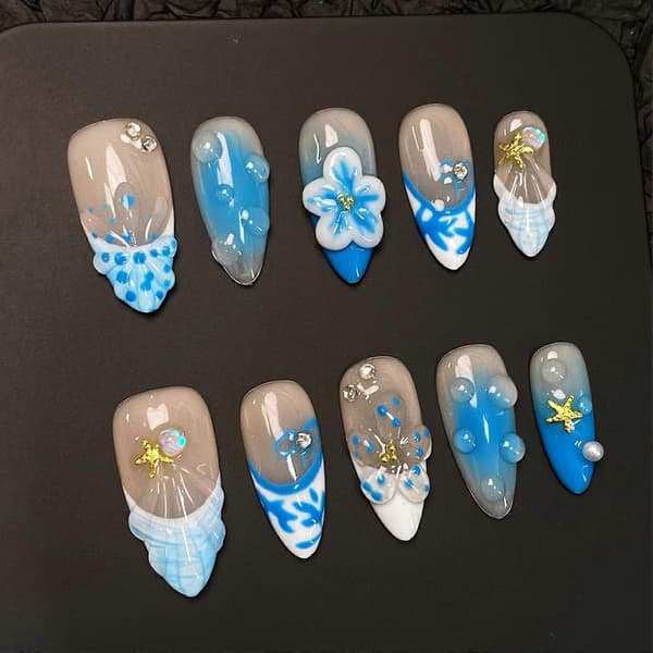10 Pcs Nude Press-on Nails with Blush that are not Easy to Break or Split L