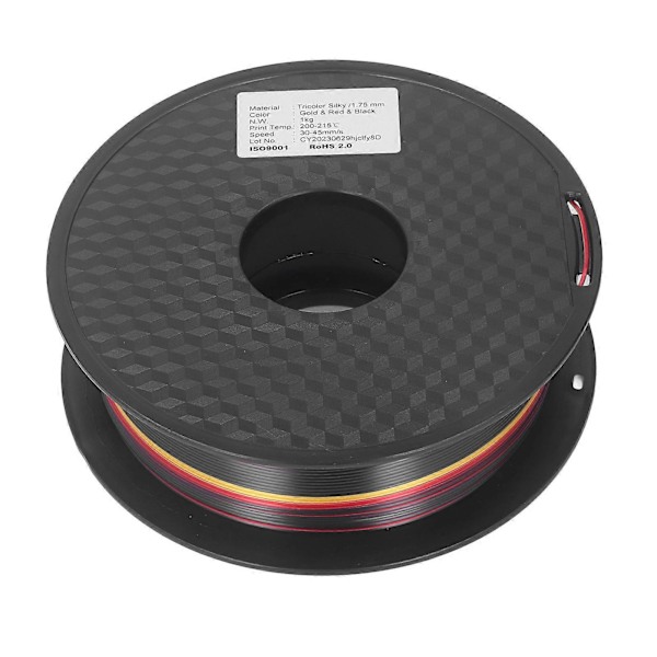 Silke Filament 1.75mm PLA Triple Farve Guld Rød Sort Stærk Hårdhed 3D Printer Filament