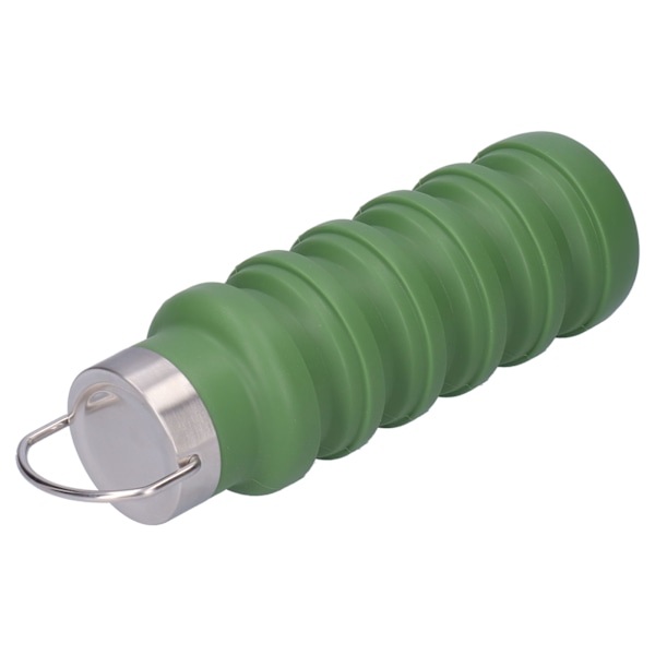500 ml sammenklappelig silikone vandflaske drikkekop med rustfrit stål låg til udendørs Vert militaire