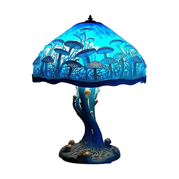 Färgglad Snigel Bordslampa Målat Glas Växtserie Bordslampa, Vintage Sängbordslampa ZD.16 Blå svamp