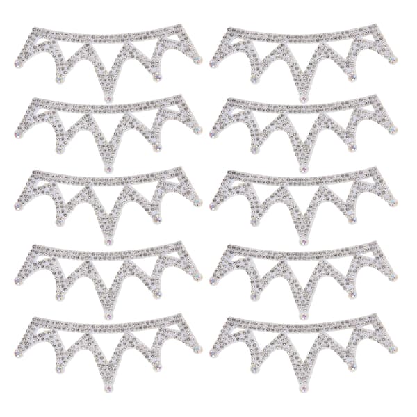 10 st Rhinestones Tyg Applikation Kronformade Märken Klädtillbehör 10x3,7cm Vit Triangulär Typ