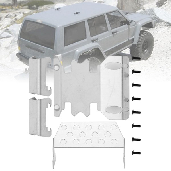 4 stk/sett Rustfritt stål Chassis Armors Protection Skid Plate Passer til Axial SCX10 II 90046 90047 90059 90060