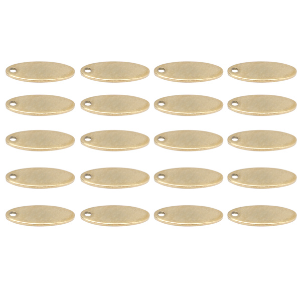 20 kpl ruostumattomasta teräksestä tehdyt soikeat riipus DIY koiranlaput, joissa on reikäkorujen valmistustarvike Kulta 6 x 15 mm